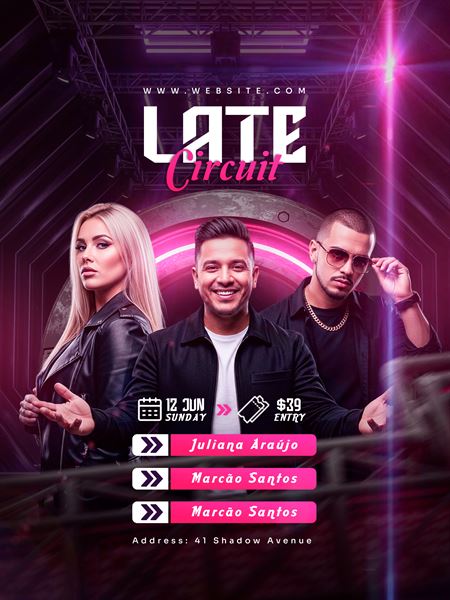 Flyer Late Circuit Electro PSD - Template Photoshop Editável